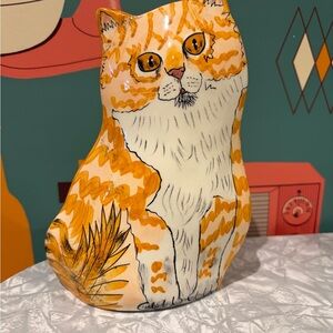 Cats by Nina Lyman head vase, planter orange tabi 90s. See photos and desc